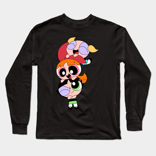 90’s Cartoon Super Sisters Long Sleeve T-Shirt by 09GLawrence